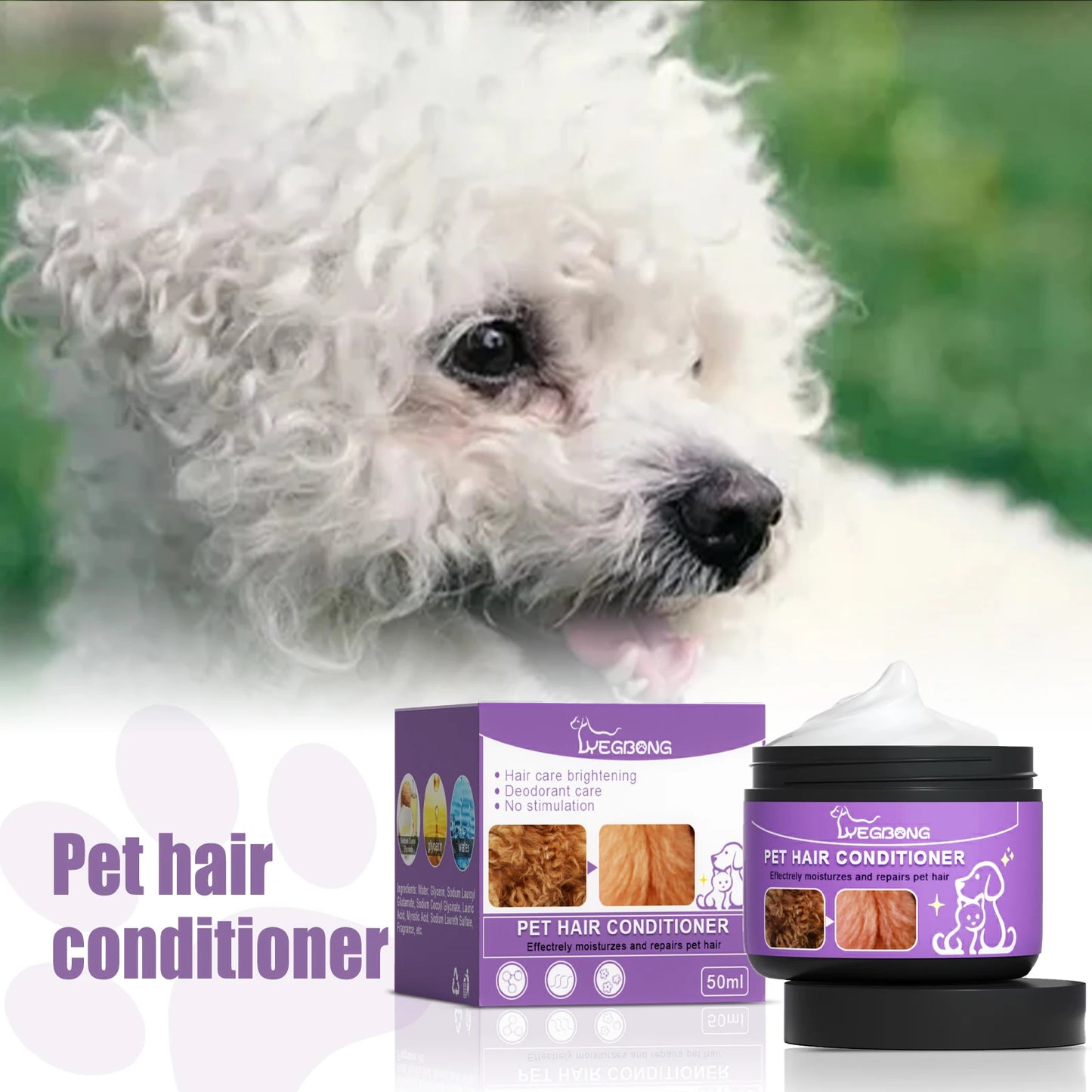 50ml Non-Knotted Pet Hair Care Cream for Dogs Fur Conditioner