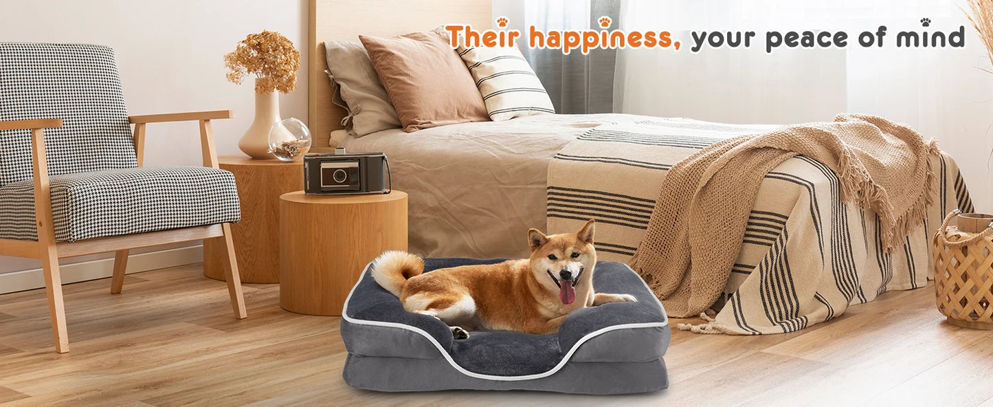 JHK Orthopedic Dog Bed Memory Foam Pet Bed for Small Dogs and Cats Washable Removable Cover Non Slip Base Waterproof Liner