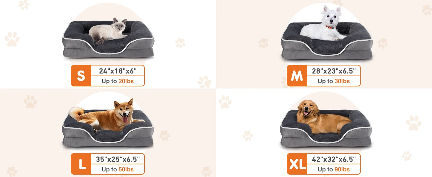 JHK Orthopedic Dog Bed Memory Foam Pet Bed for Small Dogs and Cats Washable Removable Cover Non Slip Base Waterproof Liner