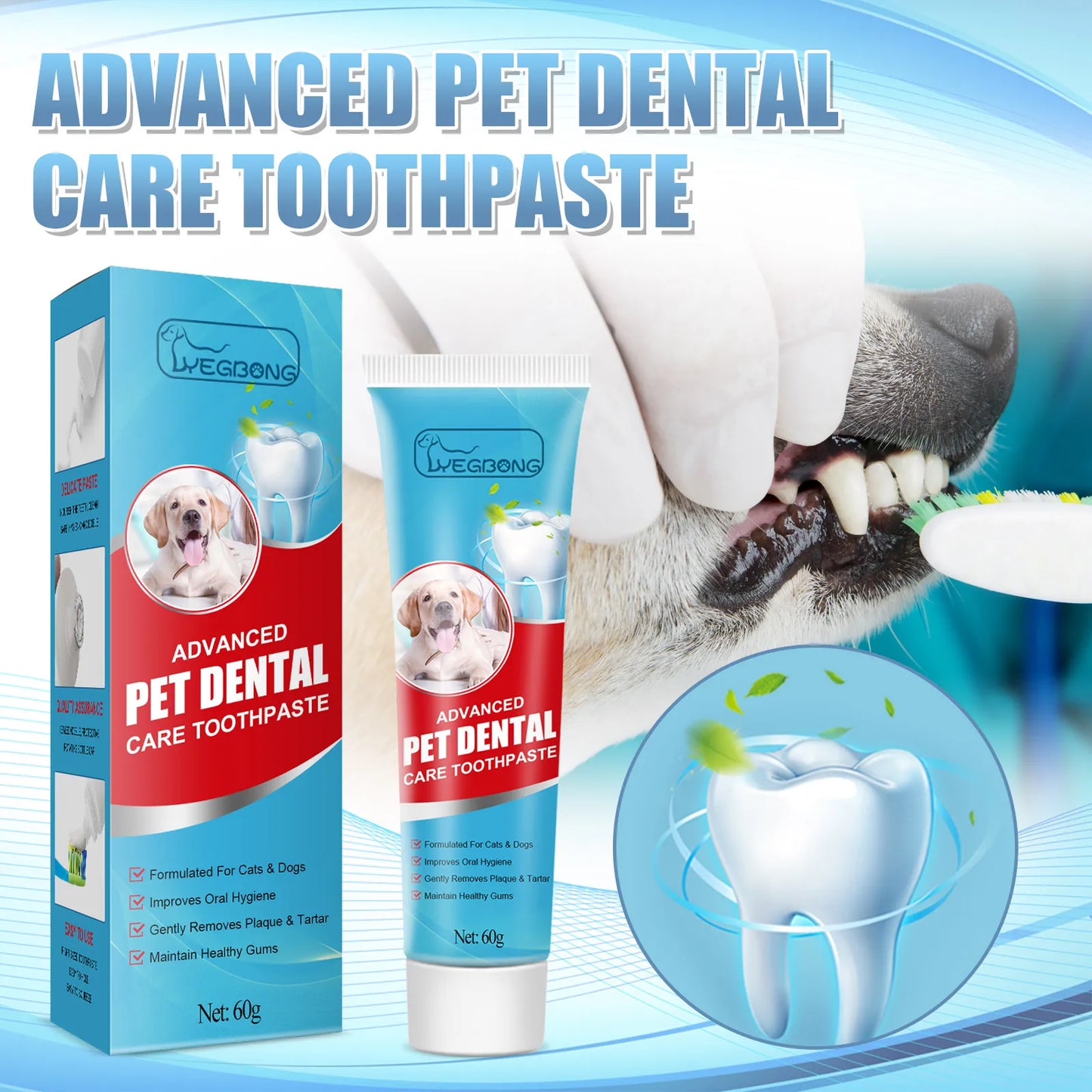 Pet Toothpaste Removes Plaque Freshens Breath Whitens Fights Cavities for Dogs Cats