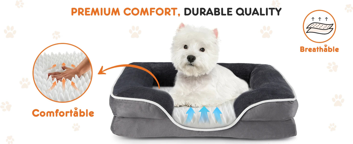JHK Orthopedic Dog Bed Memory Foam Pet Bed for Small Dogs and Cats Washable Removable Cover Non Slip Base Waterproof Liner