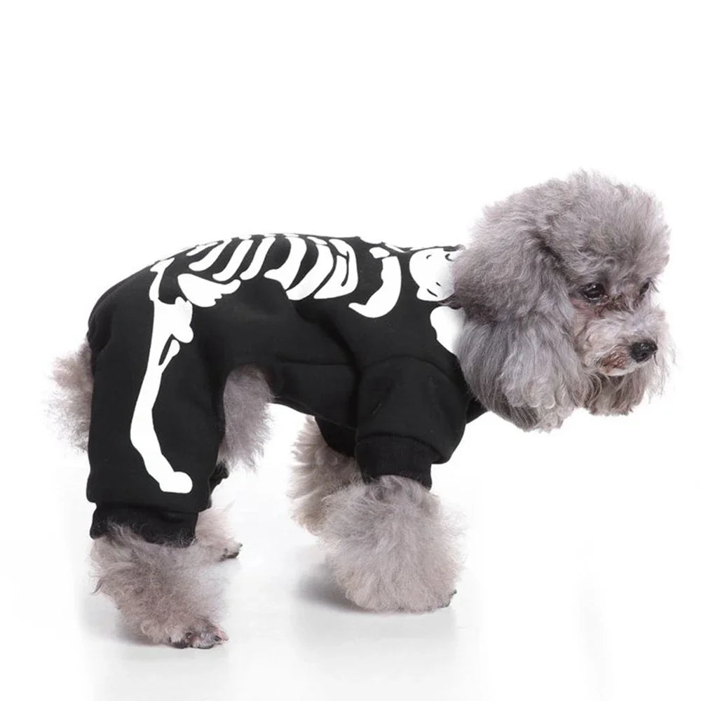 Skeleton Dog Costume for Halloween Pet Apparel for Small and Medium Dogs and Cats