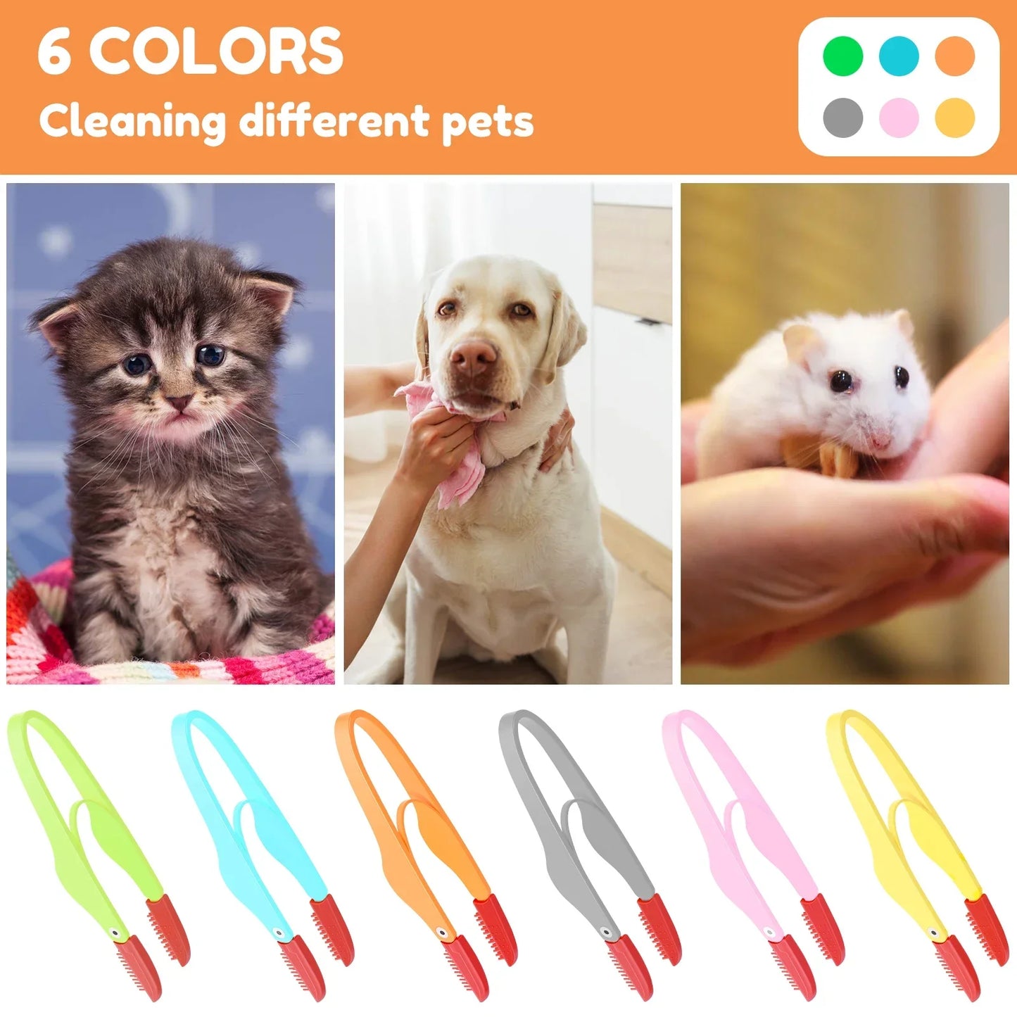 6 Pcs Dog Eye Comb Brush Soft Silicone Pet Tear Stain Remover Portable Grooming Tool Multifunctional Pet Care