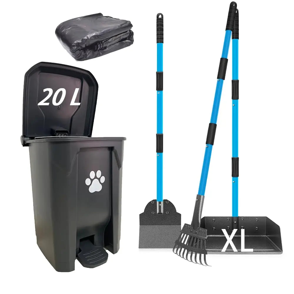 Dog Poop Trash Can for Outdoors with Extra Large Pooper Scooper and 50 Waste Bags 20L 5 Gallon Large Dog Poop Trash Can Outside