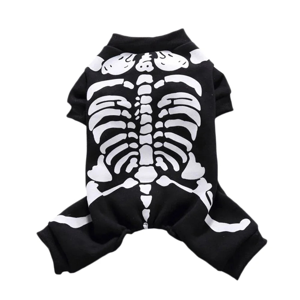 Skeleton Dog Costume for Halloween Pet Apparel for Small and Medium Dogs and Cats