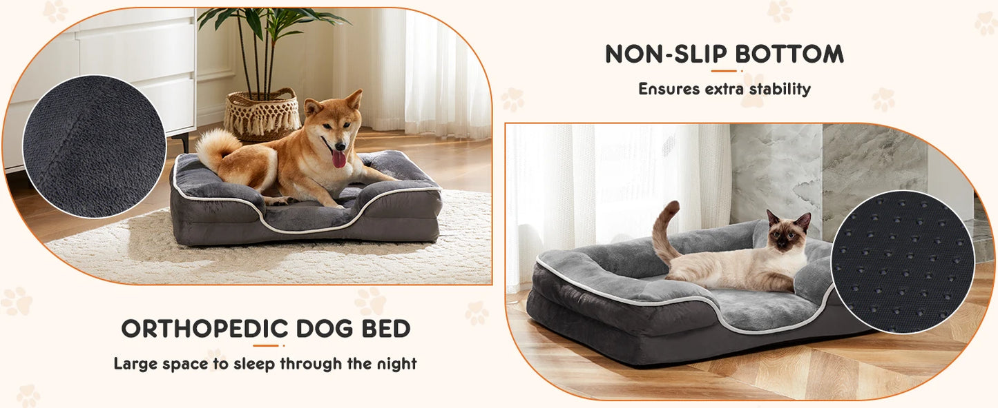 JHK Orthopedic Dog Bed Memory Foam Pet Bed for Small Dogs and Cats Washable Removable Cover Non Slip Base Waterproof Liner