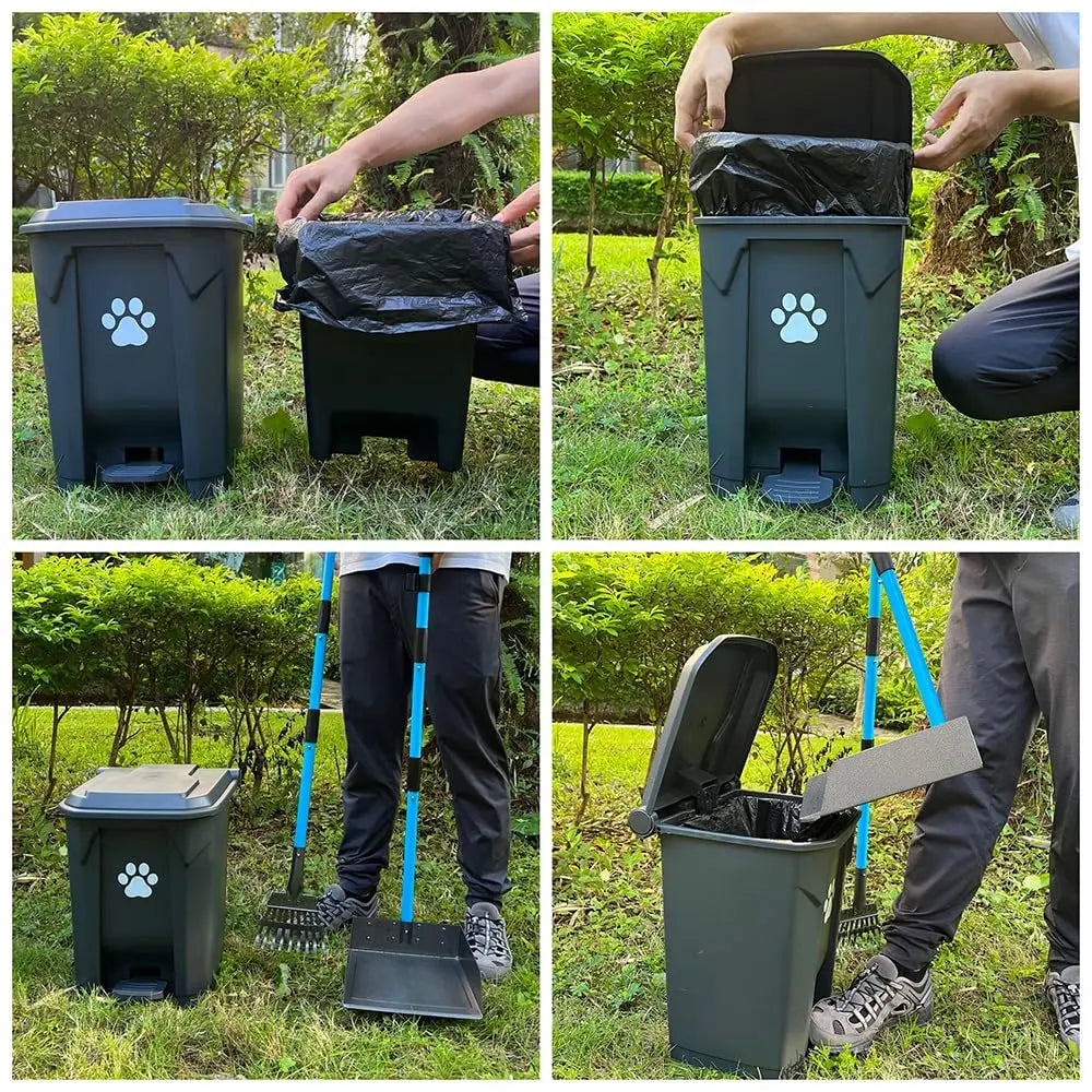 Dog Poop Trash Can for Outdoors with Extra Large Pooper Scooper and 50 Waste Bags 20L 5 Gallon Large Dog Poop Trash Can Outside