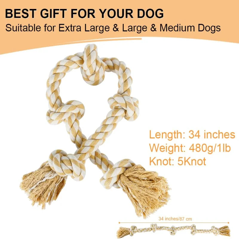 XL Indestructible Rope Dog Toy for Large Dogs 35.4 Inch Strong Knotted Interactive Chew Toy for Aggressive Chewers