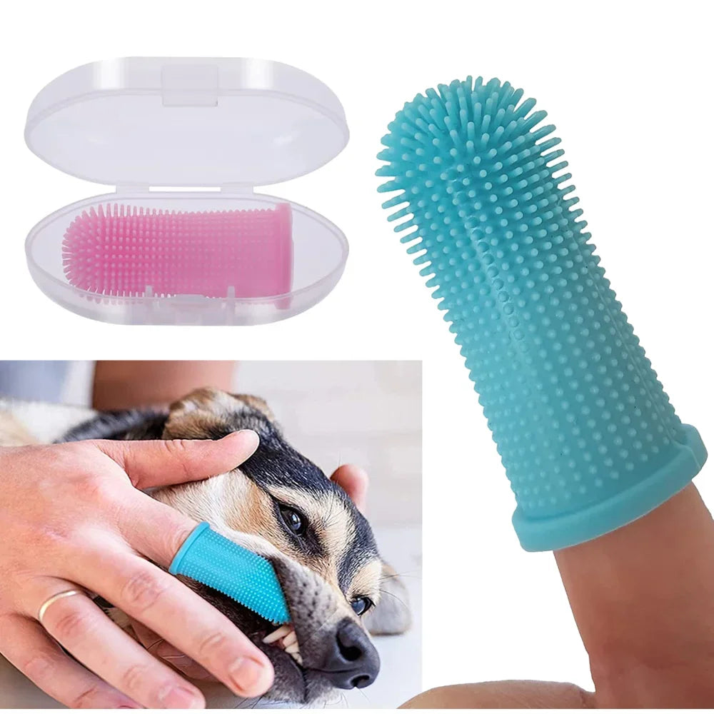 Dog Super Soft Pet Finger Toothbrush for Teeth Cleaning and Bad Breath Care
