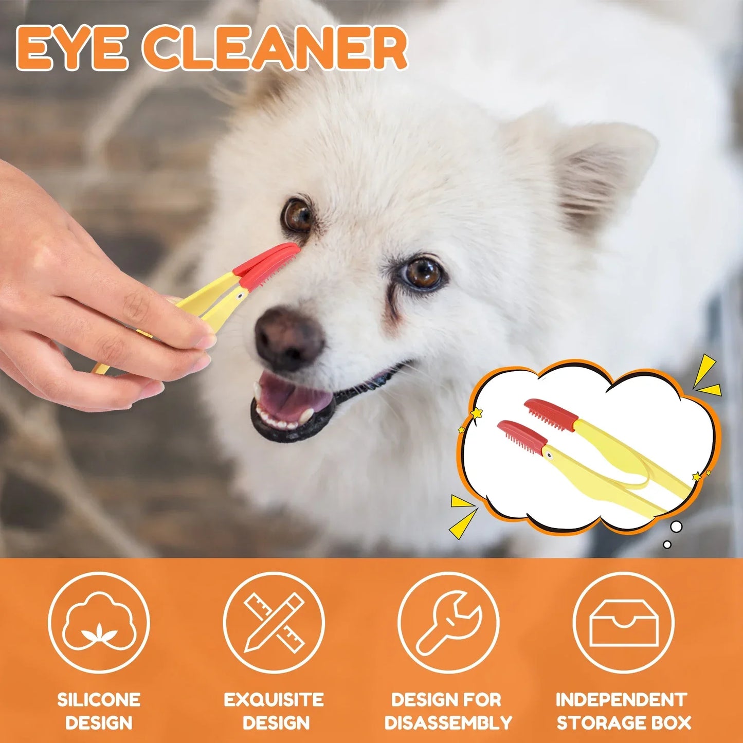 6 Pcs Dog Eye Comb Brush Soft Silicone Pet Tear Stain Remover Portable Grooming Tool Multifunctional Pet Care