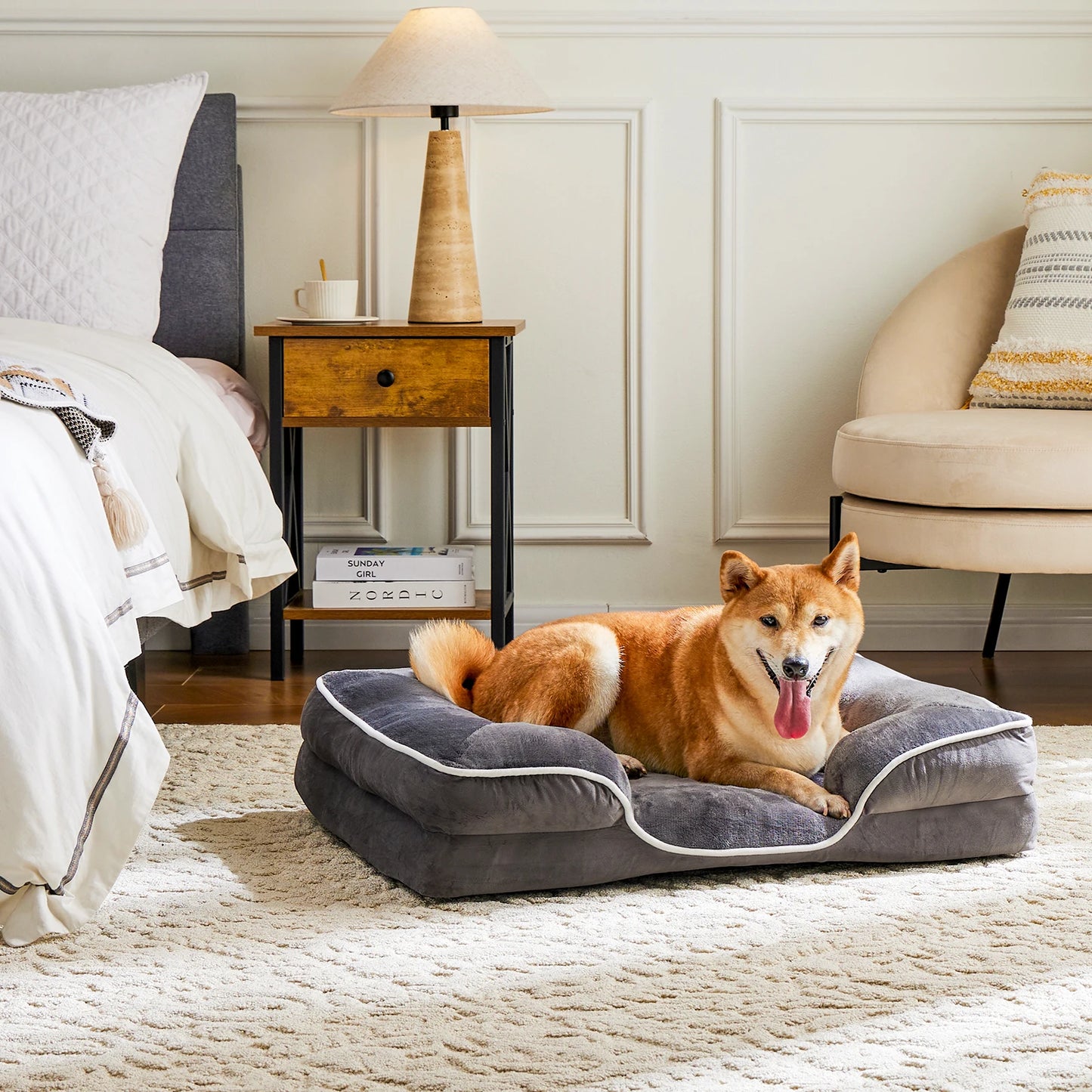 JHK Orthopedic Dog Bed Memory Foam Pet Bed for Small Dogs and Cats Washable Removable Cover Non Slip Base Waterproof Liner