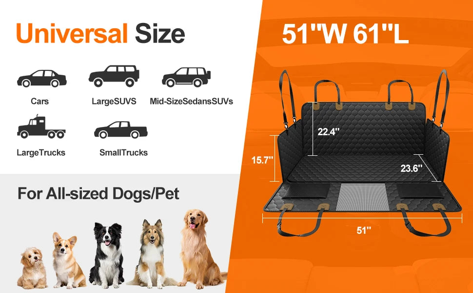 Waterproof Pet Travel Accessories Foldable Dog Car Seat Safety Hammock Trunk Mat Rear Back Seat Protector