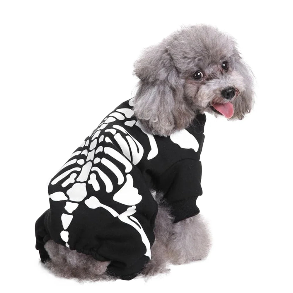 Skeleton Dog Costume for Halloween Pet Apparel for Small and Medium Dogs and Cats