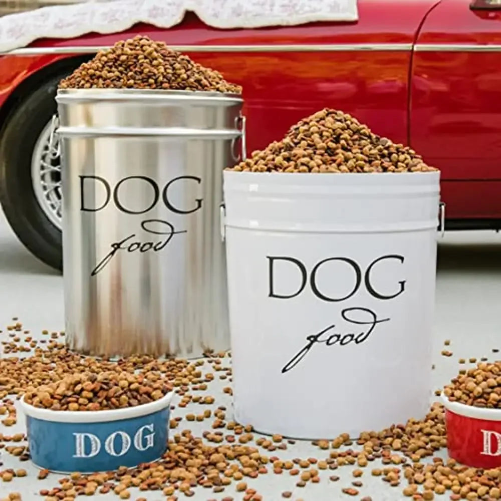 Classic Pet Food Storage Canister Large Size 40lb Capacity Airtight Lid Eco Friendly Recycled Alloy Steel Stylish and Functional