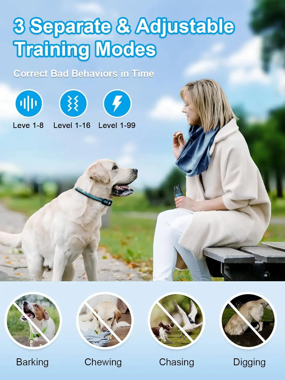 Dog Shock Collar for 2 Dogs 3300 Feet Waterproof Training Collar for Large Medium Small Breeds