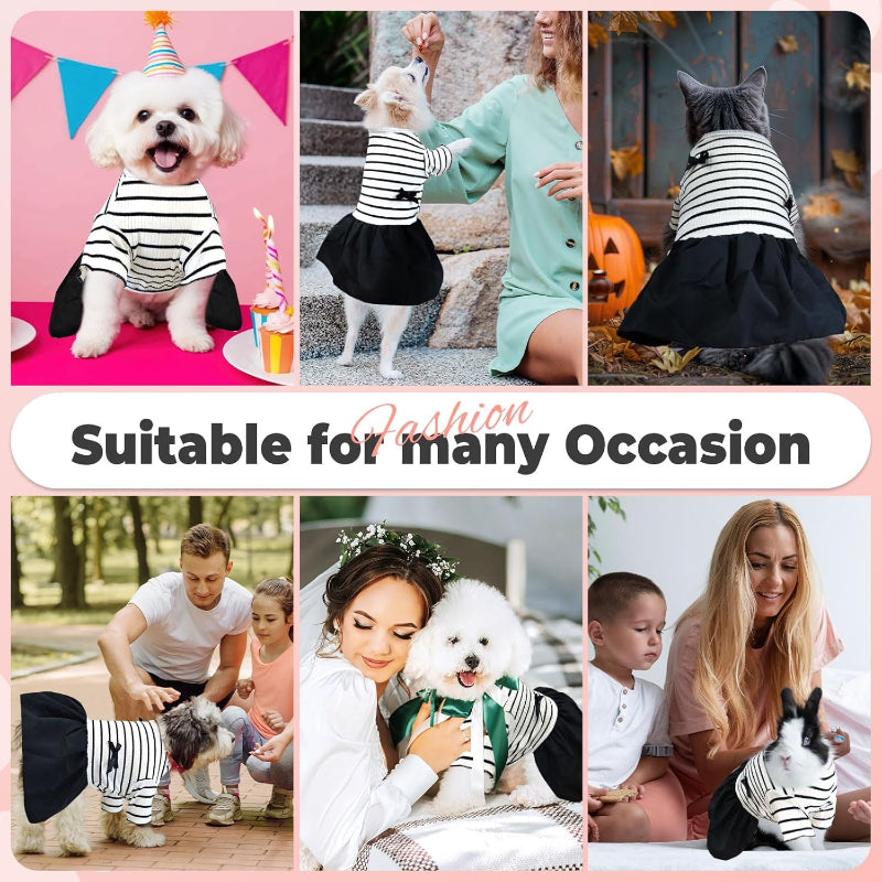 Dog Dresses Pet Dog Princess Stripe Bowknot Dress for Female Dogs and Small Cats Spring Summer Puppy Clothes