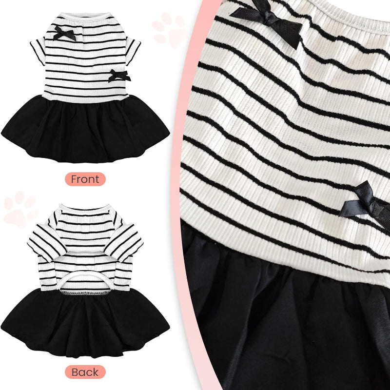 Dog Dresses Pet Dog Princess Stripe Bowknot Dress for Female Dogs and Small Cats Spring Summer Puppy Clothes