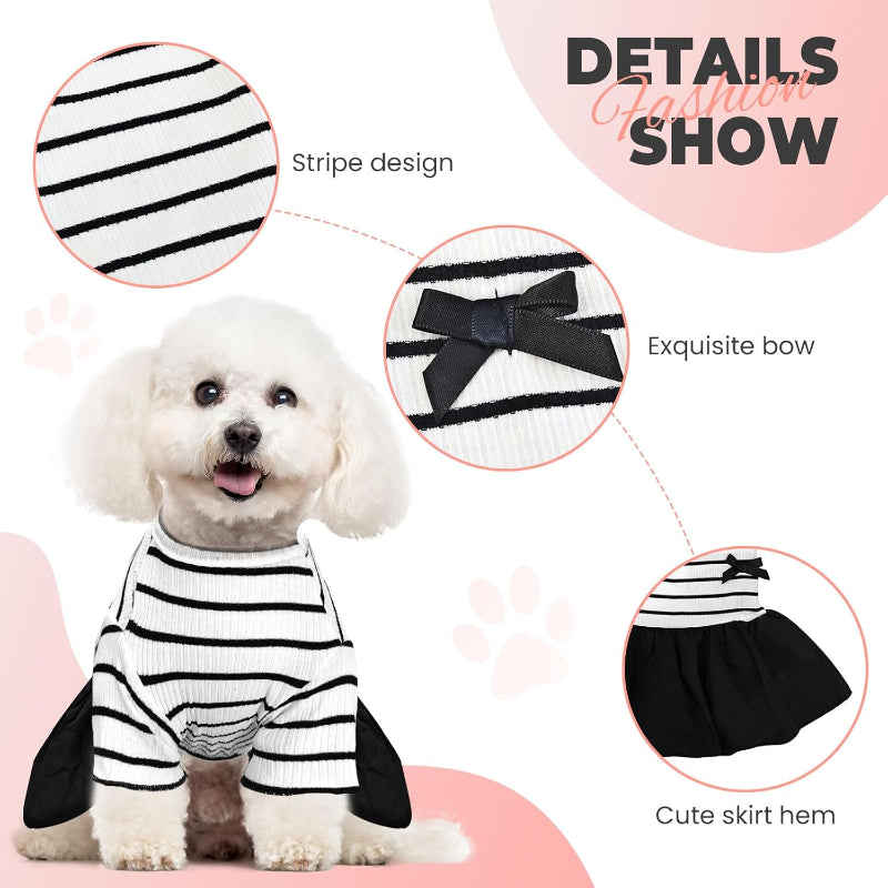 Dog Dresses Pet Dog Princess Stripe Bowknot Dress for Female Dogs and Small Cats Spring Summer Puppy Clothes