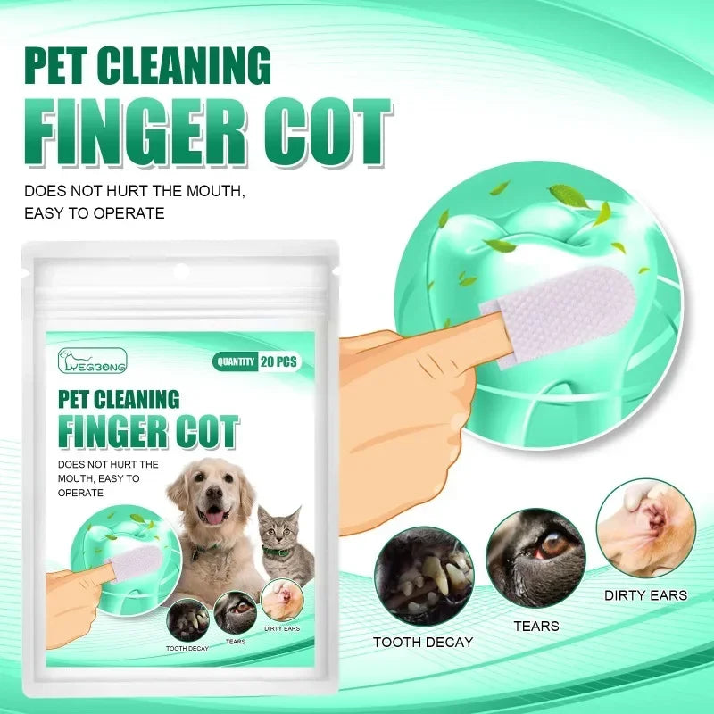 20-Piece Dog Toothbrush and Wet Wipes for Easy Pet Dental Care for Dogs and Cats