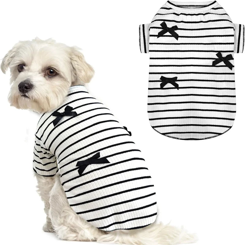 Dog Dresses Pet Dog Princess Stripe Bowknot Dress for Female Dogs and Small Cats Spring Summer Puppy Clothes
