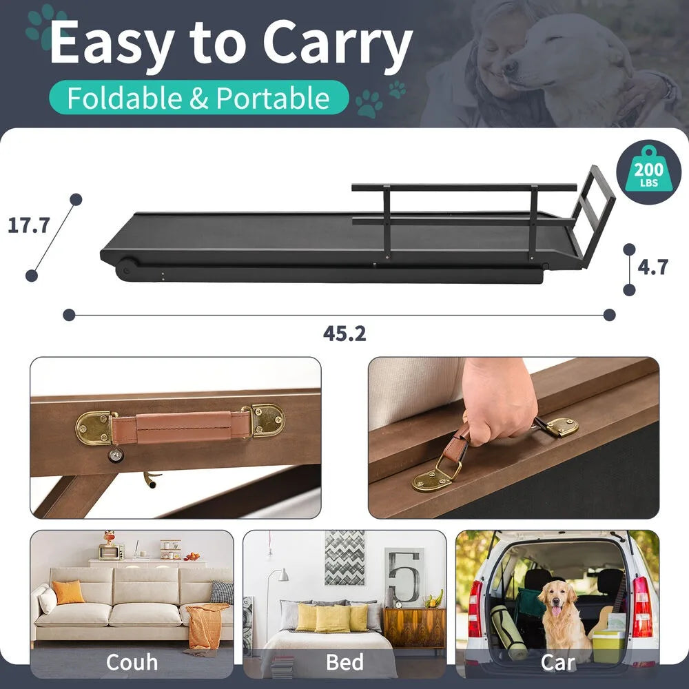 Dog Ramp for Bed Car Couch Truck Folding Pet Ramp Stairs Suit Small and Large Dogs