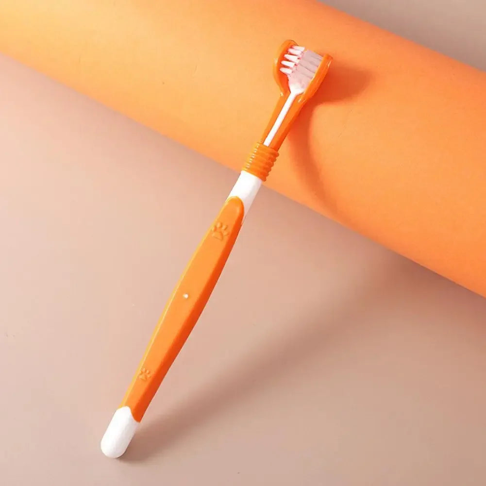 Three Sided Pet Toothbrush Three-Head Pet Toothbrush For Dogs And Cats Oral Cleaning Brush Care Products Tool Wholesale Dog