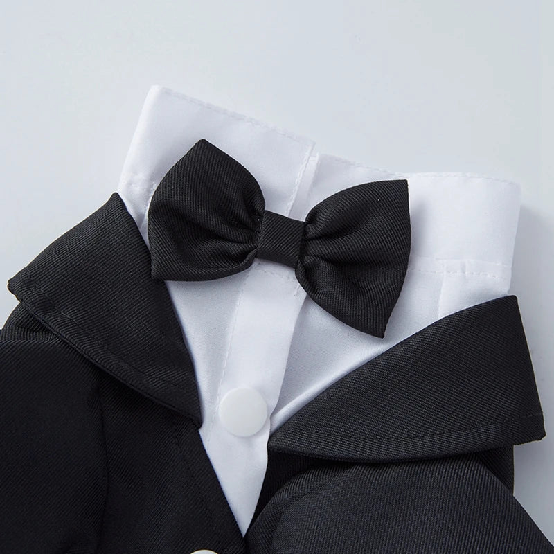 Pet Dog Tuxedo Formal Wedding Party Suit for Small Medium Dogs with Bow Tie Shirt Gentleman's Costume