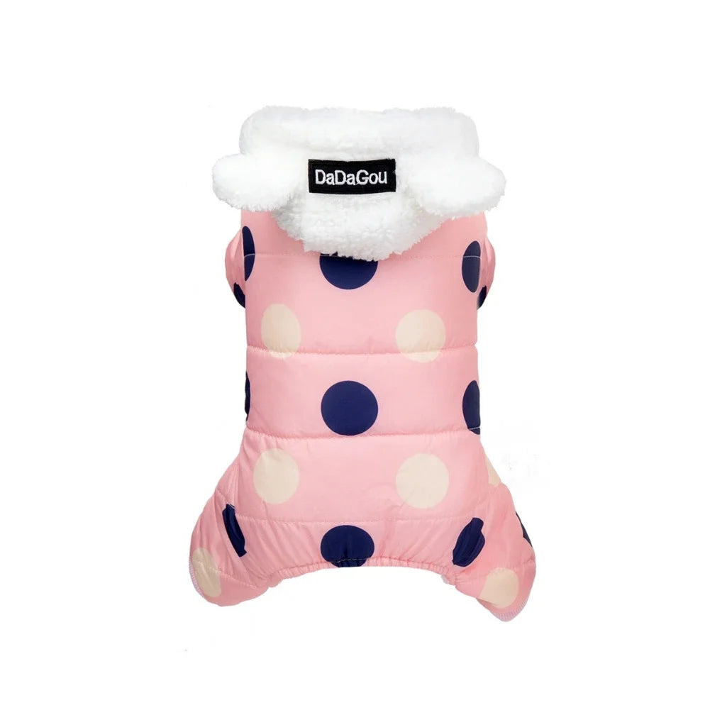 Winter Pet Hoodie Coat Cotton Dot Sweatshirt Super Warm Jumpsuit for Small Dogs Chihuahua Doggie Jacket