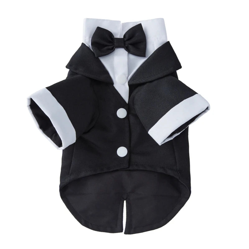 Pet Dog Tuxedo Formal Wedding Party Suit for Small Medium Dogs with Bow Tie Shirt Gentleman's Costume