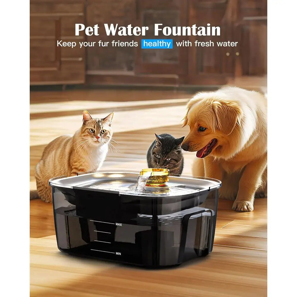 2.6 Gallon Stainless Steel Dog And Cat Water Fountain For Multi Pet Homes