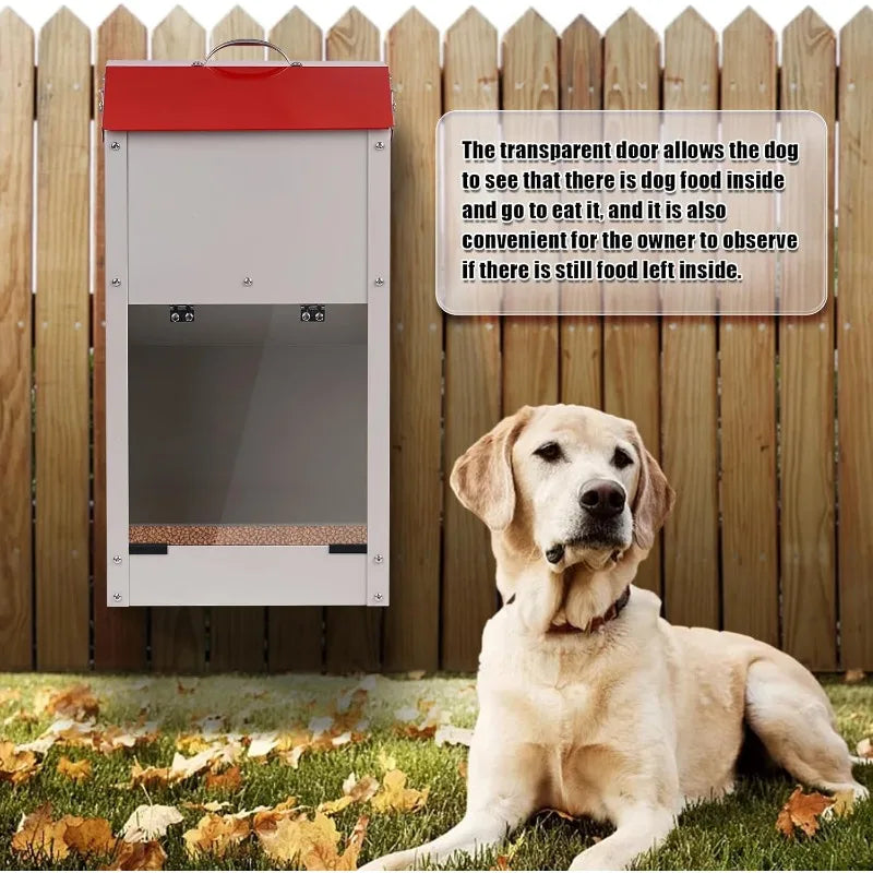 Galvanized Automatic Dog Feeder Large Breed Dog Food Dispenser 25lbs Outdoor Gravity Food Feeder for Large Dogs