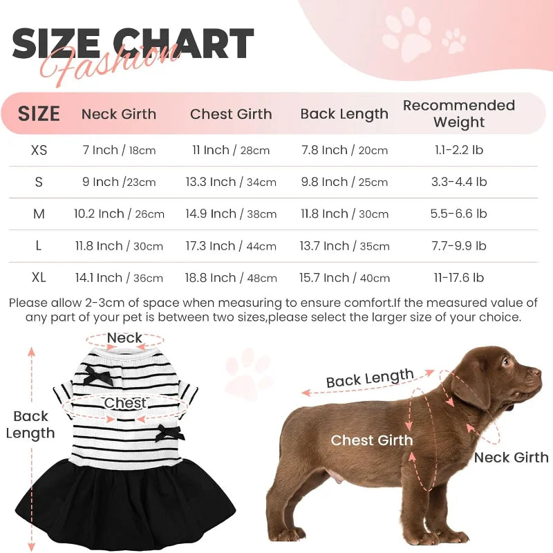 Dog Dresses Pet Dog Princess Stripe Bowknot Dress for Female Dogs and Small Cats Spring Summer Puppy Clothes