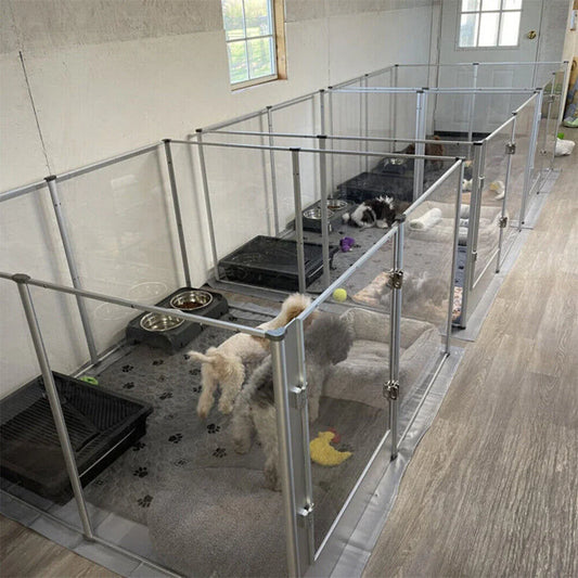 Large Acrylic Dog Playpen Cage with Waterproof Fertility Pad Indoor Enclosure Clear Pet Fence Puppy Whelping Pen Box