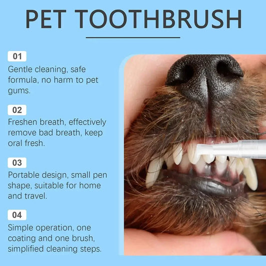New High Quality Dog and Cat Teeth Cleaning Pen Tartar Remover Dental Stain Remover Pet Grooming Toothbrush