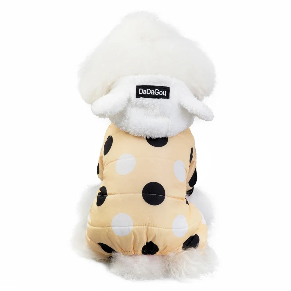 Winter Pet Hoodie Coat Cotton Dot Sweatshirt Super Warm Jumpsuit for Small Dogs Chihuahua Doggie Jacket