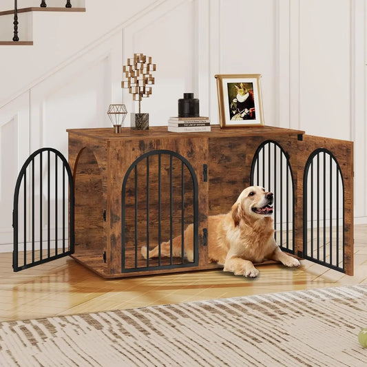 39.4 Inch Wooden Dog Crate Furniture TV Stand Indoor Dog Kennel for Small Medium Large Dogs End Side Table Anti Chew