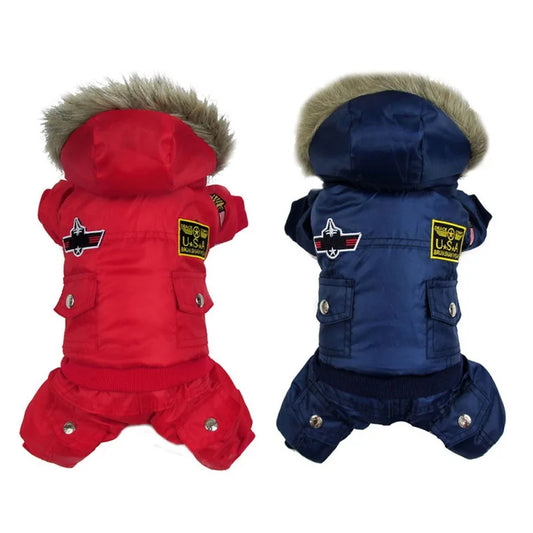 Autumn Winter Warm Dog Jacket Hooded Padded Coat for Small Medium Dogs Waterproof Uniform