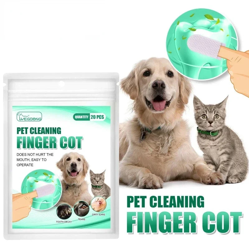 20-Piece Dog Toothbrush and Wet Wipes for Easy Pet Dental Care for Dogs and Cats