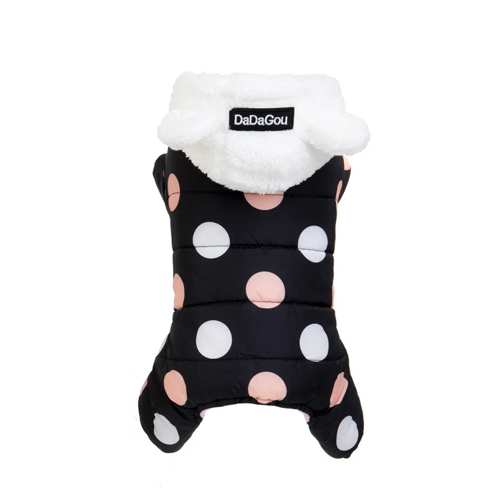 Winter Pet Hoodie Coat Cotton Dot Sweatshirt Super Warm Jumpsuit for Small Dogs Chihuahua Doggie Jacket