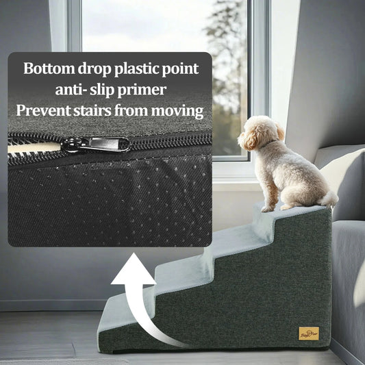 3/4 Steps High Density Foam Dog Stairs Ramps for High Beds and Sofas Non Slip Pet Steps Sofa Bed Ladder with Washable Cover