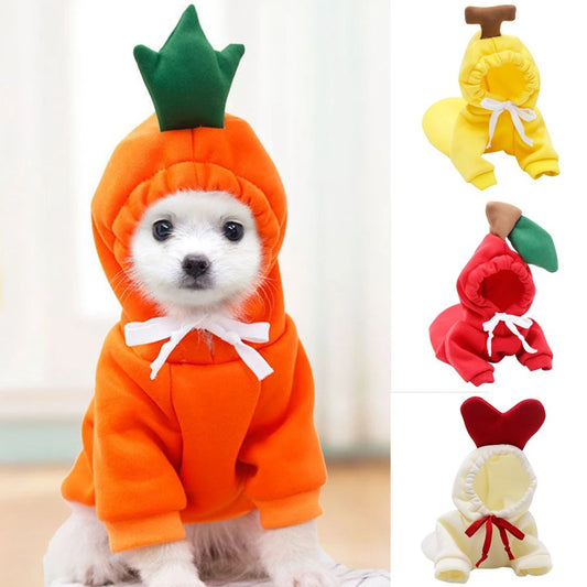 Cute Fruit Hoodies for Small Dogs Warm Fleece Pet Clothing Christmas Costume Coat for Chihuahua and Puppy