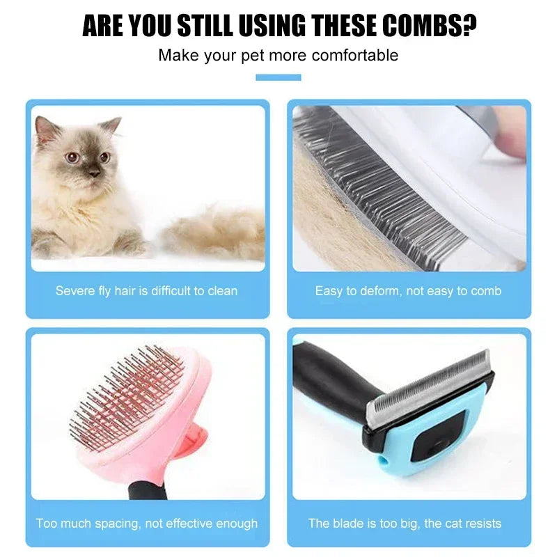 Self Cleaning Slicker Dog and Cat Brush with Massage Particles for Loose Hair Removal Pet Grooming Supplies
