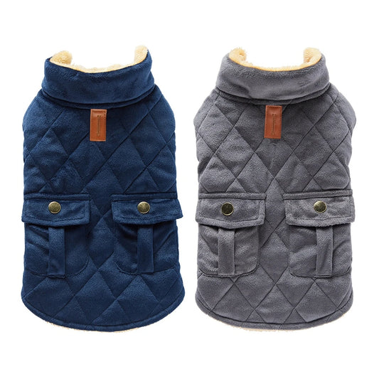 Autumn Winter Plush Warm Pet Coat Checkered Double Bag Dog Jacket Thermal Jacket for Puppies