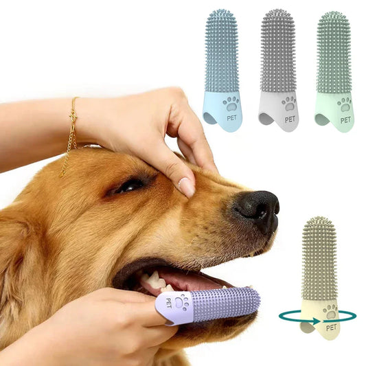 Pet Silicone Teeth Cleaning Fingertips for Cats and Dogs Tartar and Stone Removal Pet Toothbrushes Dog Bath Brush