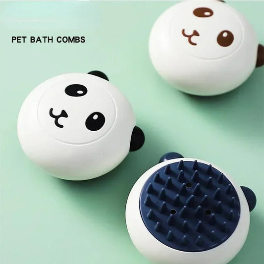Dog Bath Brush Panda Massage Comb Pet Cat Cleaner Puppy Wash Tools Bathroom Grooming Brush Soft Silicone Dog Brush