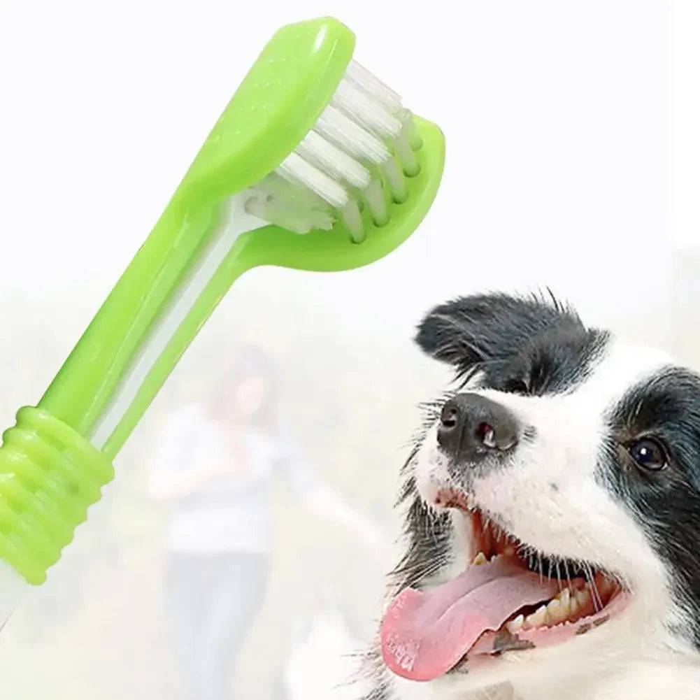 Three Sided Pet Toothbrush Three-Head Pet Toothbrush For Dogs And Cats Oral Cleaning Brush Care Products Tool Wholesale Dog