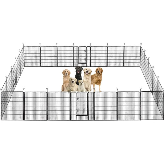 Dog Playpen Indoor 40 Inch 24 Panels Metal Dog Pen Pet Dog Fence Outdoor Exercise Pen with Doors for RV Camping