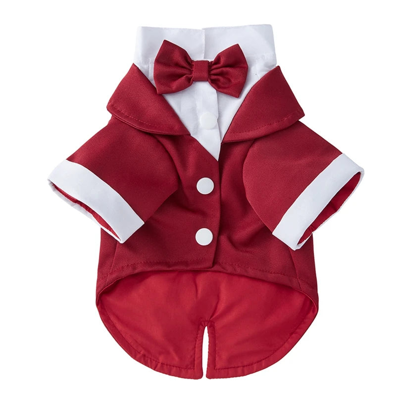 Pet Dog Tuxedo Formal Wedding Party Suit for Small Medium Dogs with Bow Tie Shirt Gentleman's Costume