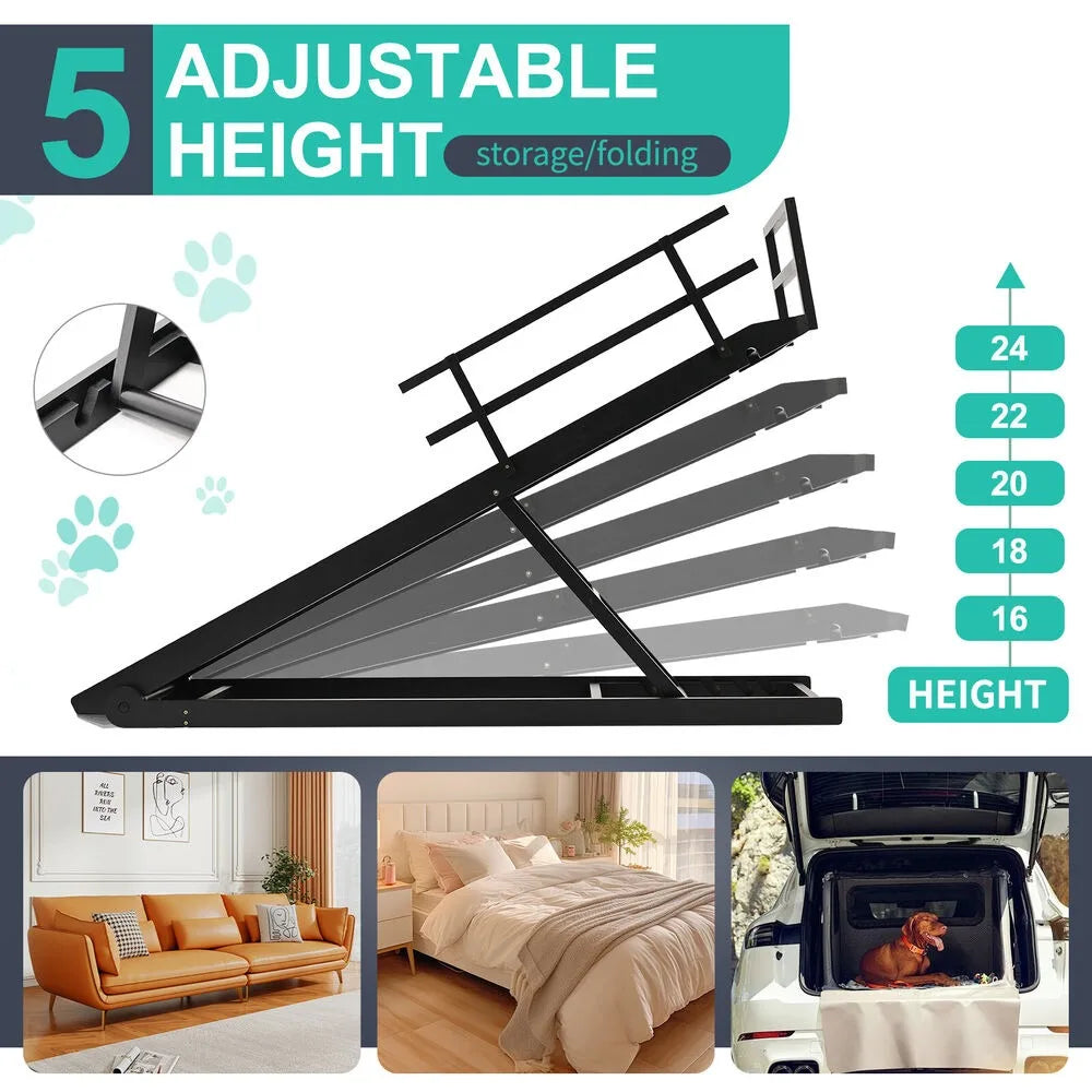 Dog Ramp for Bed Car Couch Truck Folding Pet Ramp Stairs Suit Small and Large Dogs