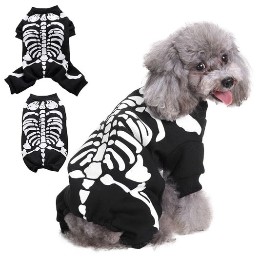 Skeleton Dog Costume for Halloween Pet Apparel for Small and Medium Dogs and Cats